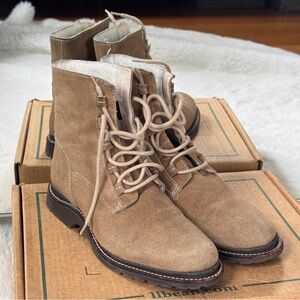 LL Bean Tan Suede Lace-Up Boots